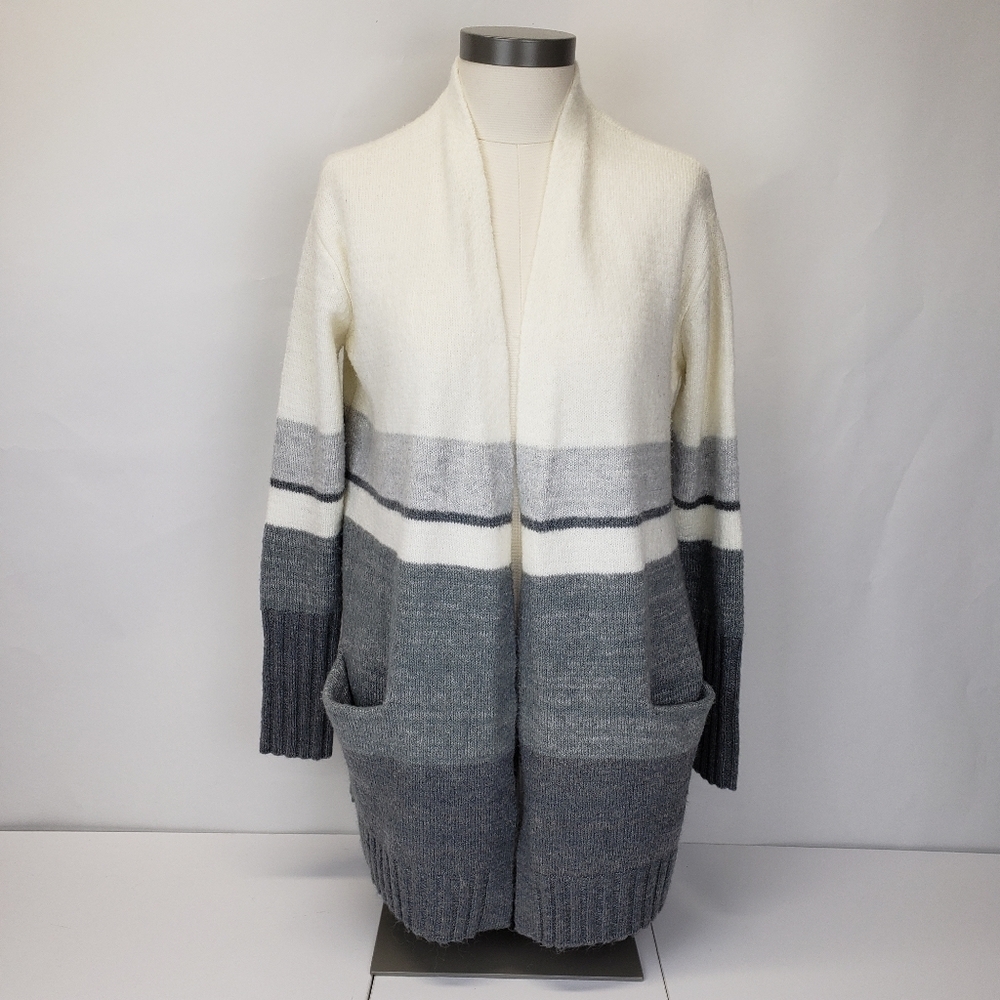 CASLON Kelsey Stripe lightweight wool blended cardigan sweater size small